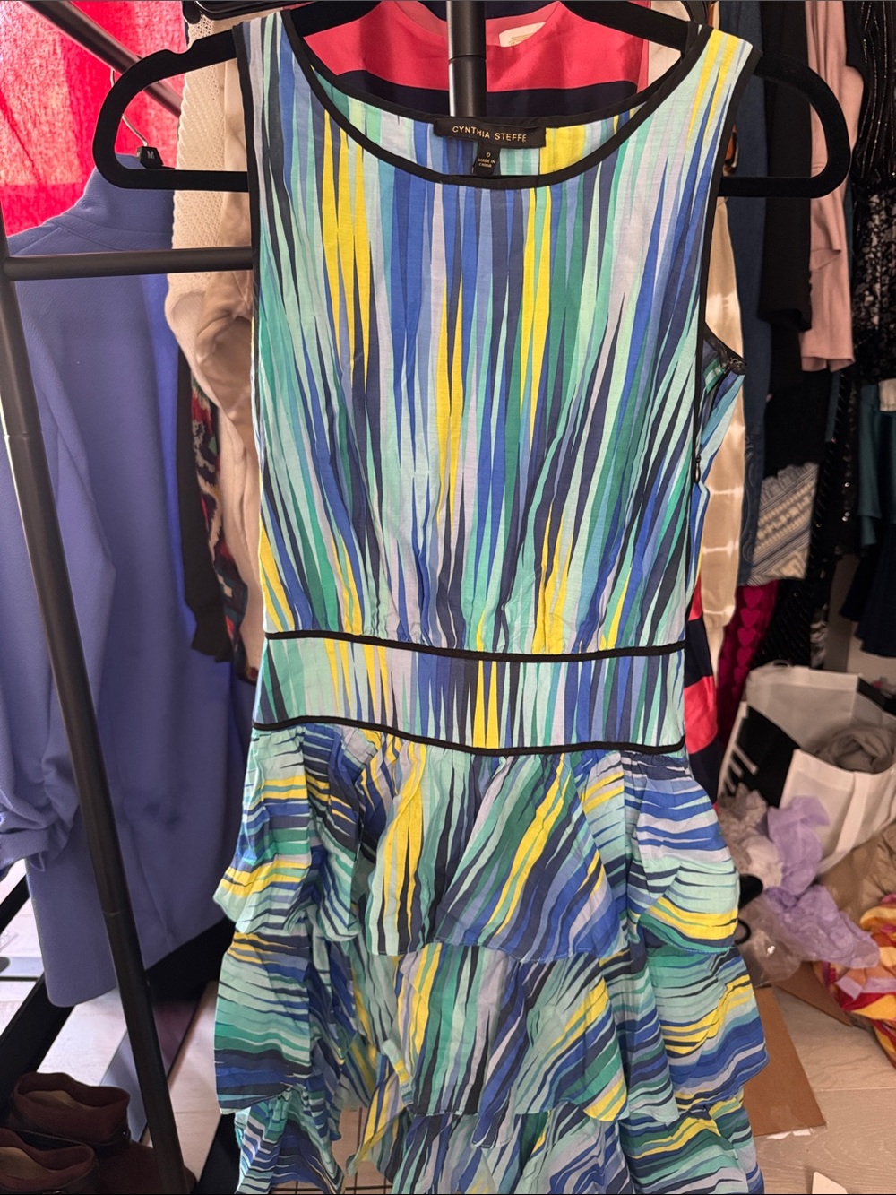 Cynthia Steffe Striped Ruffle Dress